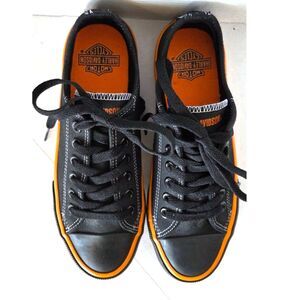 Harley-Davidson Women Zia Moto Shoes Sz 8 Black Leather Low-Cut Sneakers D83816